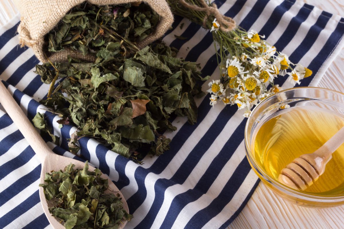 Preparing ingredients for Chamomile Tea which is a natural sleep aid remedy